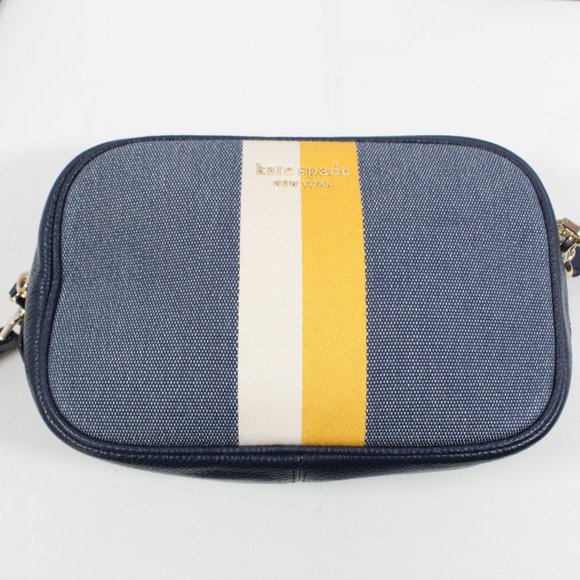 Kate Spade Astrid Stripe Medium Crossbody - Blue/Yellow - Picture 6 of 10